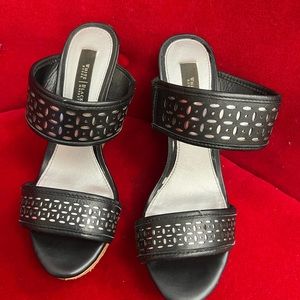 Wedge sandals, Black with silver detail.